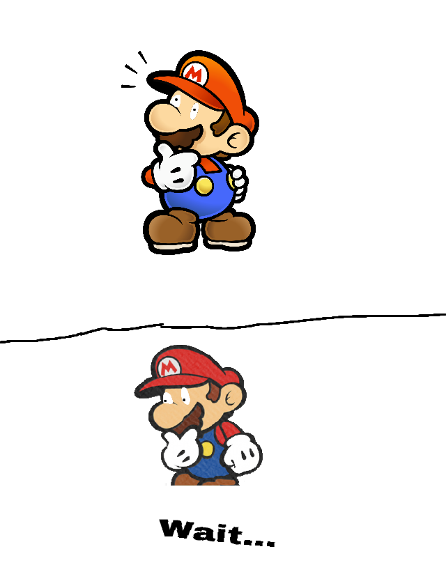 High Quality Paper Mario realizing something Blank Meme Template