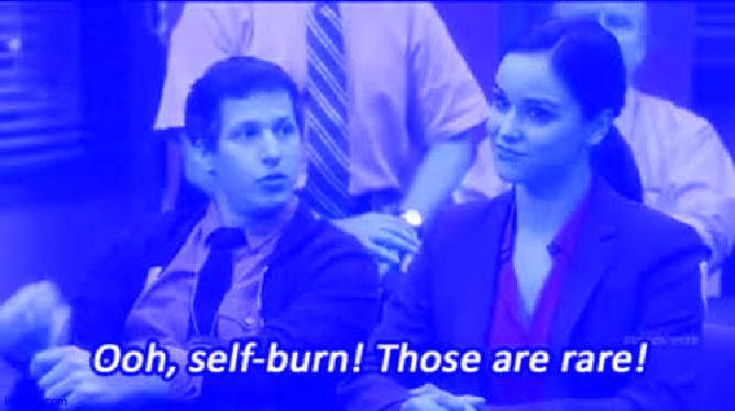 Ooh, self-burn! Those are rare! | image tagged in ooh self-burn those are rare | made w/ Imgflip meme maker