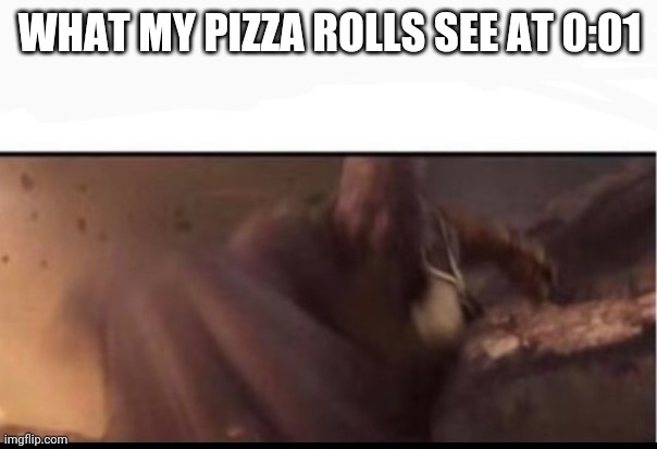 Pizza rolls | WHAT MY PIZZA ROLLS SEE AT 0:01 | image tagged in thanos | made w/ Imgflip meme maker