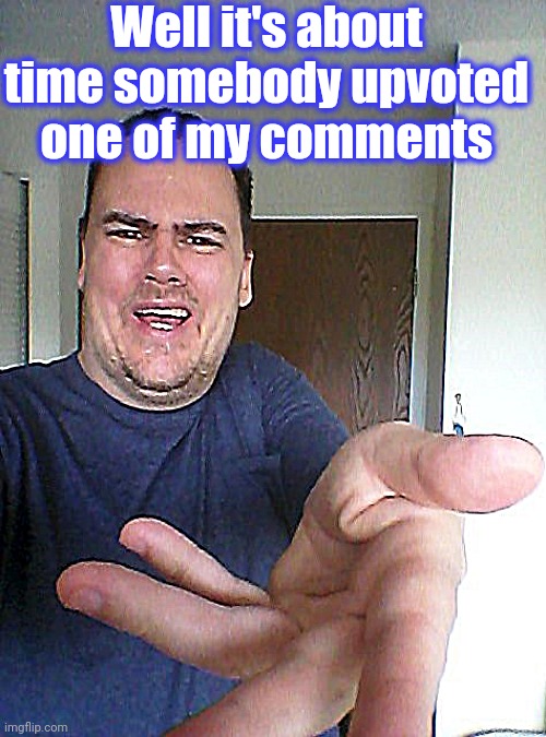 wow! | Well it's about time somebody upvoted one of my comments | image tagged in wow | made w/ Imgflip meme maker