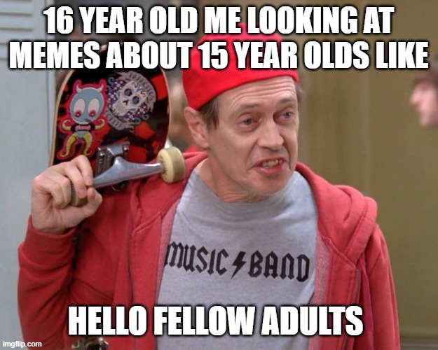 Hello Fellow Kids | 16 YEAR OLD ME LOOKING AT MEMES ABOUT 15 YEAR OLDS LIKE; HELLO FELLOW ADULTS | image tagged in hello fellow kids | made w/ Imgflip meme maker
