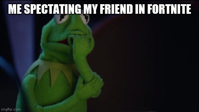 Kermit worried face | ME SPECTATING MY FRIEND IN FORTNITE | image tagged in kermit worried face | made w/ Imgflip meme maker