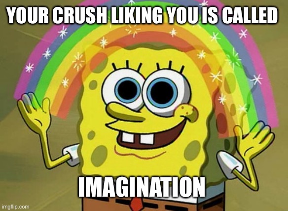 Welp.. | YOUR CRUSH LIKING YOU IS CALLED; IMAGINATION | image tagged in memes,imagination spongebob | made w/ Imgflip meme maker