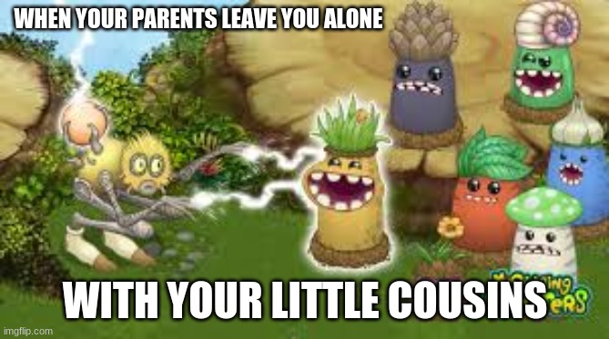 a Random meme | WHEN YOUR PARENTS LEAVE YOU ALONE; WITH YOUR LITTLE COUSINS | image tagged in relatable | made w/ Imgflip meme maker