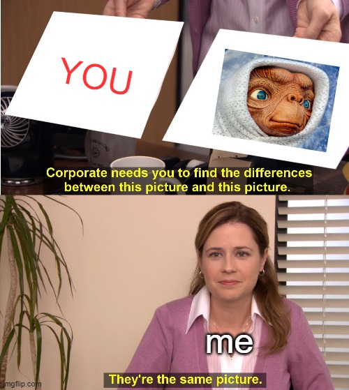 They're The Same Picture Meme | YOU; me | image tagged in memes,they're the same picture | made w/ Imgflip meme maker