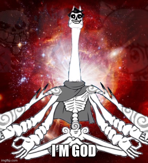 Sans finally showing his true form (G. Sanselan Pasalan) | image tagged in memes,funny,sans,undertale,god,cursed image | made w/ Imgflip meme maker
