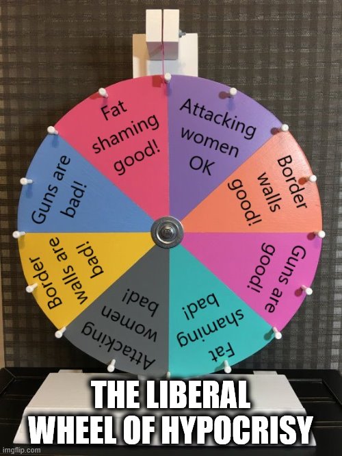 I used this in a comment where a liberal was fat-shaming someone, but why not share? | THE LIBERAL WHEEL OF HYPOCRISY | image tagged in memes,liberal wheel of hypocrisy,stupid liberals | made w/ Imgflip meme maker