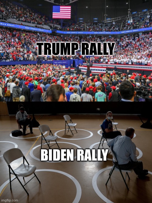 TRUMP RALLY; BIDEN RALLY | image tagged in memes | made w/ Imgflip meme maker