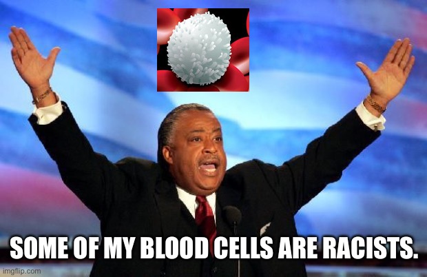 . | SOME OF MY BLOOD CELLS ARE RACISTS. | image tagged in al sharpton | made w/ Imgflip meme maker
