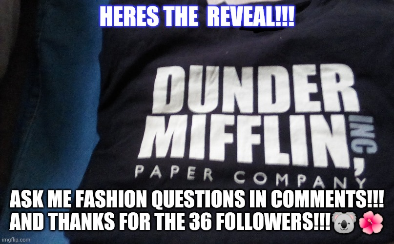 HERES THE  REVEAL!!! ASK ME FASHION QUESTIONS IN COMMENTS!!! AND THANKS FOR THE 36 FOLLOWERS!!!🐨🌺 | made w/ Imgflip meme maker