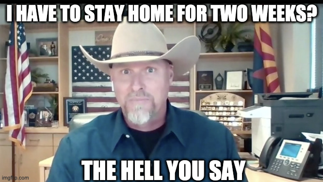 The hell you say | I HAVE TO STAY HOME FOR TWO WEEKS? THE HELL YOU SAY | image tagged in funny face | made w/ Imgflip meme maker