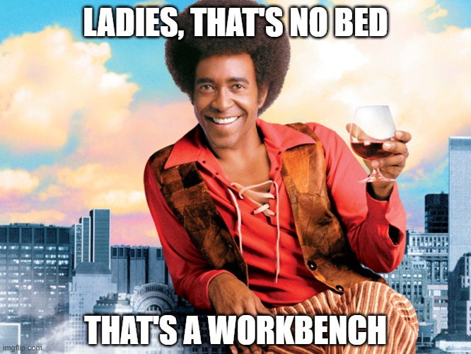 The Ladies Man | LADIES, THAT'S NO BED THAT'S A WORKBENCH | image tagged in the ladies man | made w/ Imgflip meme maker