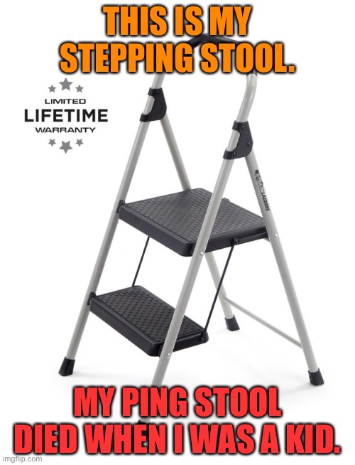 This is my stepping stool | THIS IS MY STEPPING STOOL. MY PING STOOL DIED WHEN I WAS A KID. | image tagged in stepping stool,funny,memes,dark humor | made w/ Imgflip meme maker