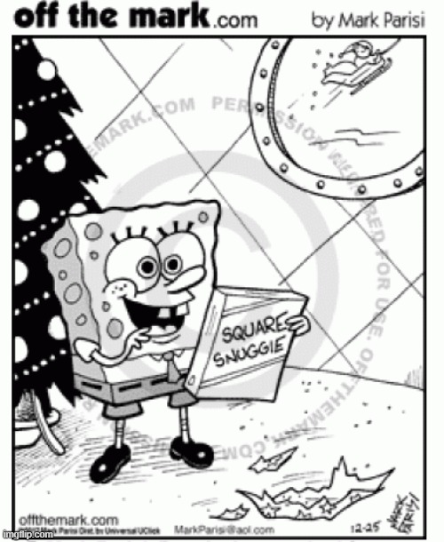 Spongebob's Christmas Present (i know that it's not christmas yet, but let's get this comic in the front page in december!) | image tagged in spongebob,merry christmas,comics | made w/ Imgflip meme maker