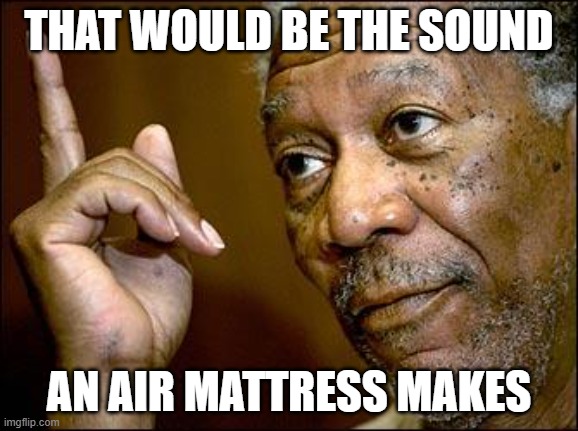 This Morgan Freeman | THAT WOULD BE THE SOUND AN AIR MATTRESS MAKES | image tagged in this morgan freeman | made w/ Imgflip meme maker