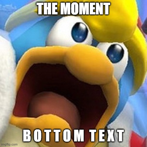 King Dedede oh shit face | THE MOMENT B O T T O M  T E X T | image tagged in king dedede oh shit face | made w/ Imgflip meme maker