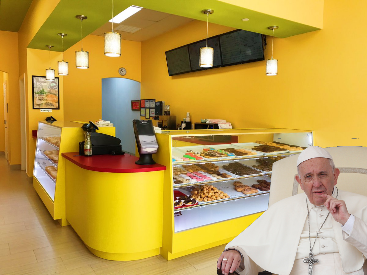 High Quality Holy moly pope in shop Blank Meme Template