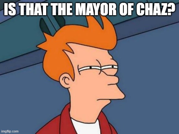 Futurama Fry Meme | IS THAT THE MAYOR OF CHAZ? | image tagged in memes,futurama fry | made w/ Imgflip meme maker
