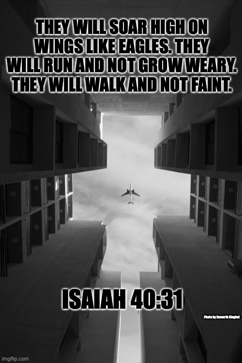 Up Up and Away | THEY WILL SOAR HIGH ON WINGS LIKE EAGLES. THEY WILL RUN AND NOT GROW WEARY. THEY WILL WALK AND NOT FAINT. ISAIAH 40:31; Photo by Samarth Singhai | image tagged in energized,holy spirit power,superhuman | made w/ Imgflip meme maker