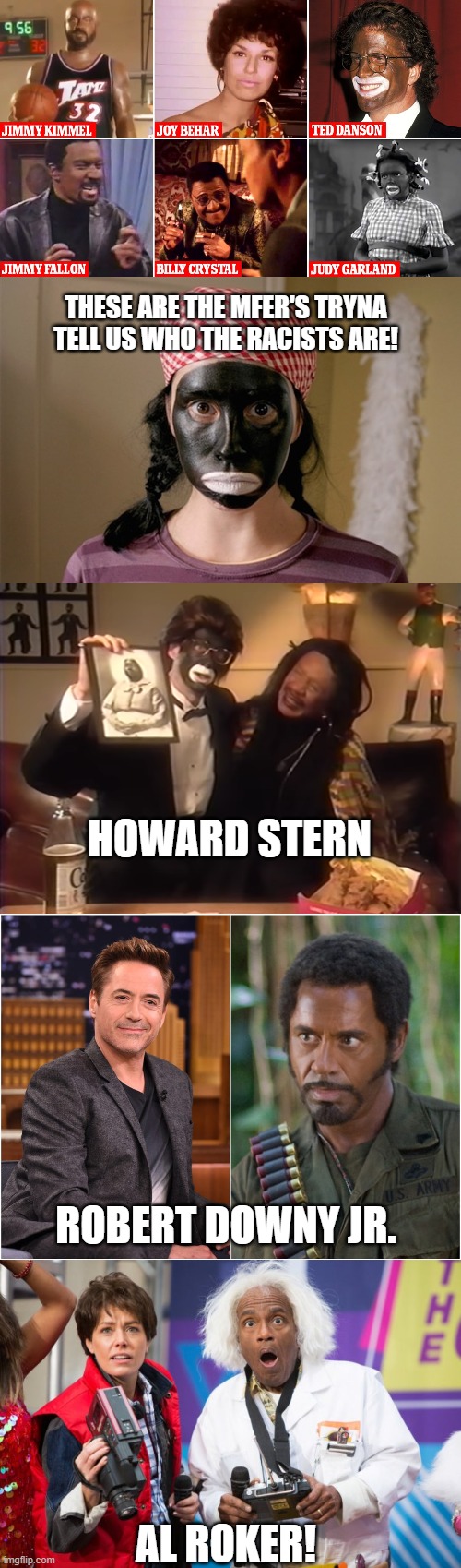 Hollywood wants to call AMERICA RACIST?  Look at THEM FIRST! | THESE ARE THE MFER'S TRYNA TELL US WHO THE RACISTS ARE! HOWARD STERN; ROBERT DOWNY JR. AL ROKER! | image tagged in hollywood liberals | made w/ Imgflip meme maker