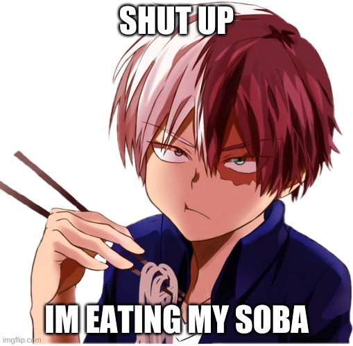 Todoroki | SHUT UP; IM EATING MY SOBA | image tagged in todoroki | made w/ Imgflip meme maker