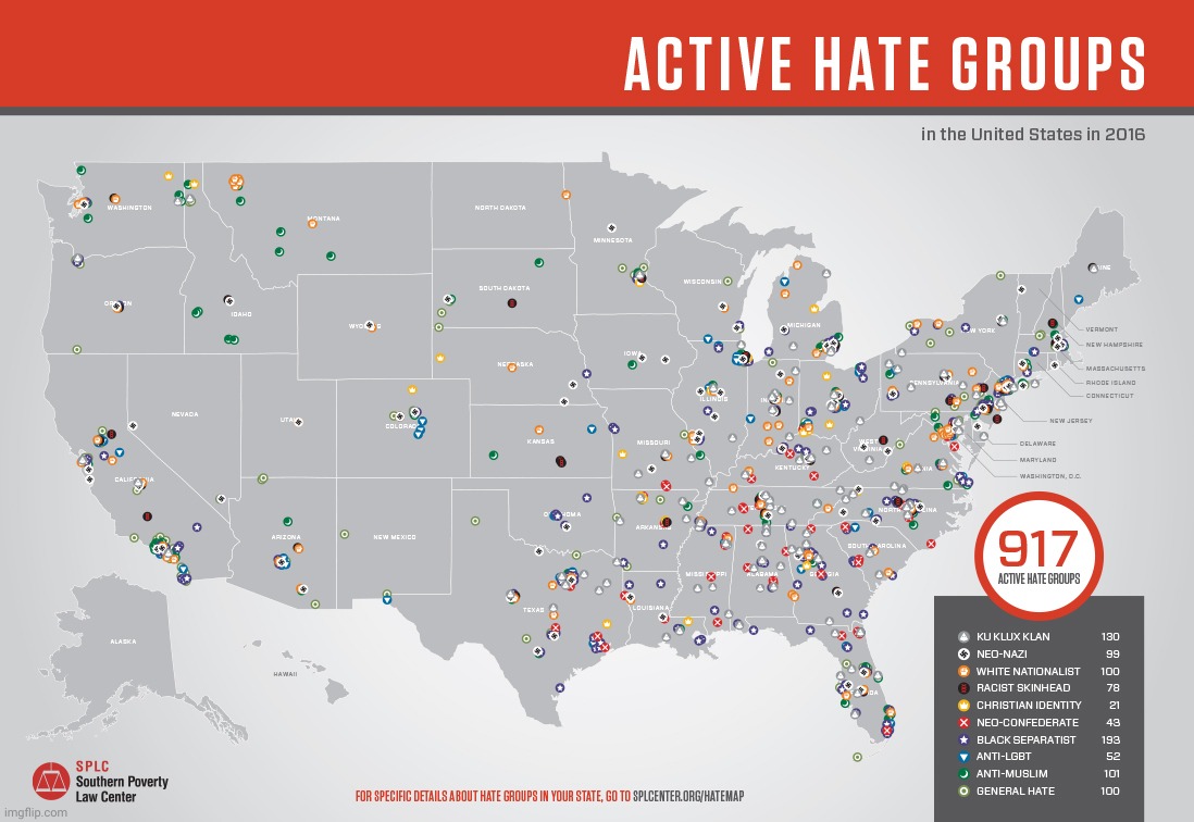 image tagged in chart,map,hate groups,racists | made w/ Imgflip meme maker