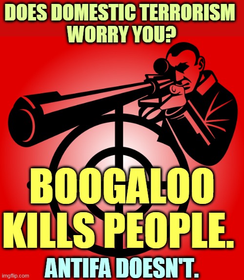 The right wing is always more violent than the left. |  BOOGALOO KILLS PEOPLE. DOES DOMESTIC TERRORISM 
WORRY YOU? ANTIFA DOESN'T. | image tagged in domestic,terrorism,violence,right wing,antifa | made w/ Imgflip meme maker