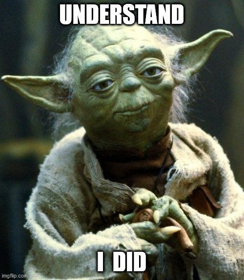 Star Wars Yoda Meme | UNDERSTAND I  DID | image tagged in memes,star wars yoda | made w/ Imgflip meme maker