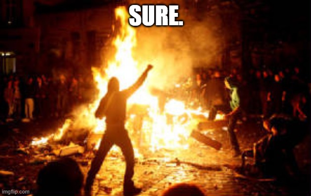 Anarchy Riot | SURE. | image tagged in anarchy riot | made w/ Imgflip meme maker