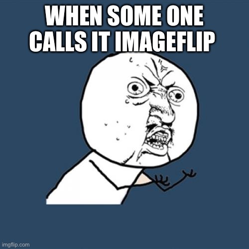 IT’S IMGFLIP | WHEN SOME ONE CALLS IT IMAGEFLIP | image tagged in memes,y u no,relatable | made w/ Imgflip meme maker