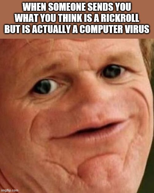 SOSIG | WHEN SOMEONE SENDS YOU WHAT YOU THINK IS A RICKROLL BUT IS ACTUALLY A COMPUTER VIRUS | image tagged in sosig | made w/ Imgflip meme maker