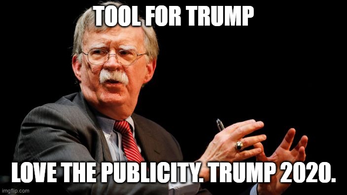 JOHN BOLTON | TOOL FOR TRUMP; LOVE THE PUBLICITY. TRUMP 2020. | image tagged in john bolton | made w/ Imgflip meme maker