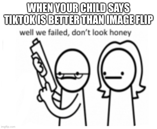 Imgflip is for the true gamers |  WHEN YOUR CHILD SAYS TIKTOK IS BETTER THAN IMAGE FLIP | image tagged in asdfmovie | made w/ Imgflip meme maker