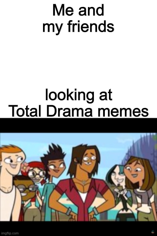 I don’t know where the original image is... | Me and my friends; looking at Total Drama memes | image tagged in total drama | made w/ Imgflip meme maker