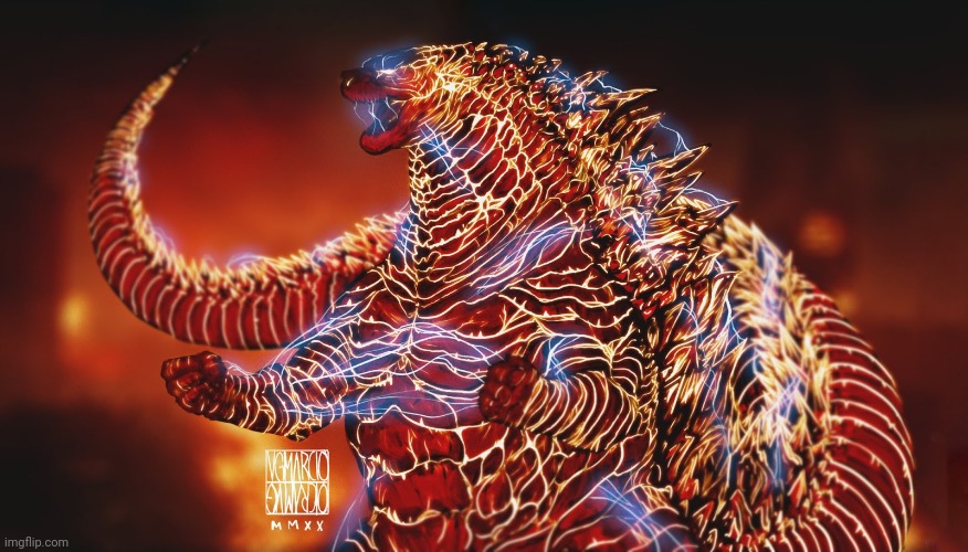 Angered Burning Godzilla | image tagged in angered burning godzilla | made w/ Imgflip meme maker