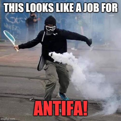 Hit that back | THIS LOOKS LIKE A JOB FOR ANTIFA! | image tagged in hit that back | made w/ Imgflip meme maker