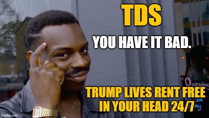 Roll Safe Think About It Meme | TDS YOU HAVE IT BAD. TRUMP LIVES RENT FREE 
IN YOUR HEAD 24/7 | image tagged in memes,roll safe think about it | made w/ Imgflip meme maker