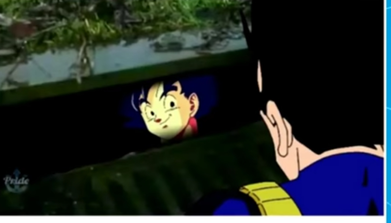 Goku hidin' Blank Meme Template