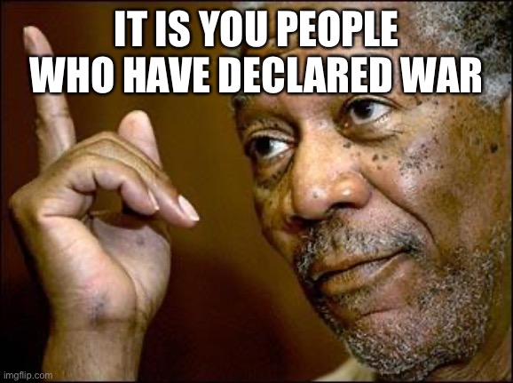 This Morgan Freeman | IT IS YOU PEOPLE WHO HAVE DECLARED WAR | image tagged in this morgan freeman | made w/ Imgflip meme maker