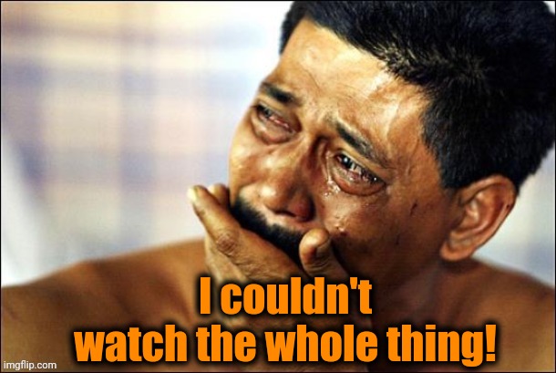 Crying | I couldn't watch the whole thing! | image tagged in crying | made w/ Imgflip meme maker