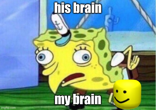 Mocking Spongebob | his brain; my brain | image tagged in memes,mocking spongebob | made w/ Imgflip meme maker