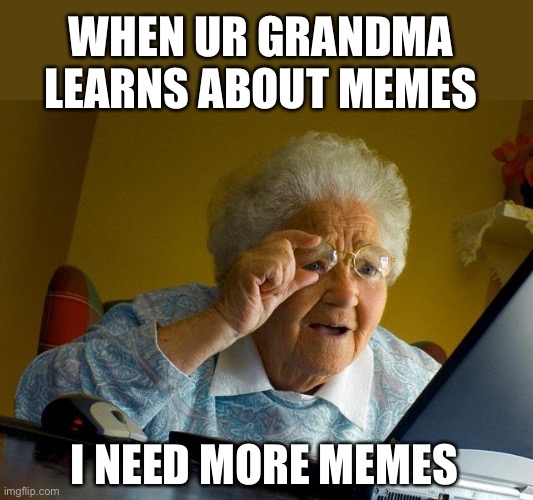 Grandma Finds The Internet Meme | WHEN UR GRANDMA LEARNS ABOUT MEMES; I NEED MORE MEMES | image tagged in memes,grandma finds the internet | made w/ Imgflip meme maker