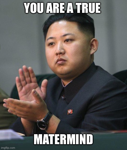 Kim Jong Un | YOU ARE A TRUE MASTERMIND | image tagged in kim jong un | made w/ Imgflip meme maker
