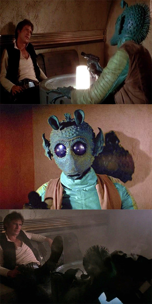 Han Solo shoots Greedo Blank Meme Template