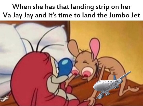 Ren & Stimpy Landing Strip Landing Jumbo Jet Blank Meme Template