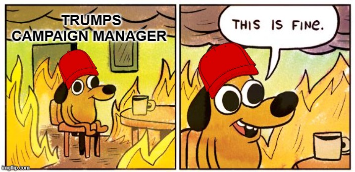 You're Fired | TRUMPS CAMPAIGN MANAGER | image tagged in memes,this is fine,trump,you're fired | made w/ Imgflip meme maker