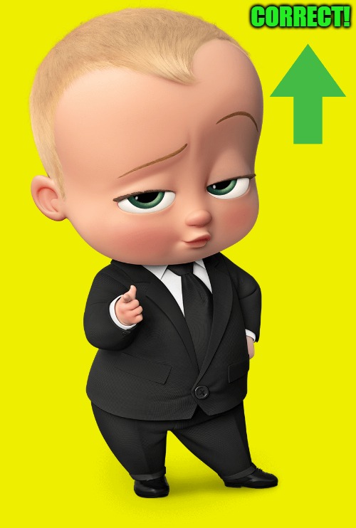 CORRECT! | image tagged in boss baby | made w/ Imgflip meme maker