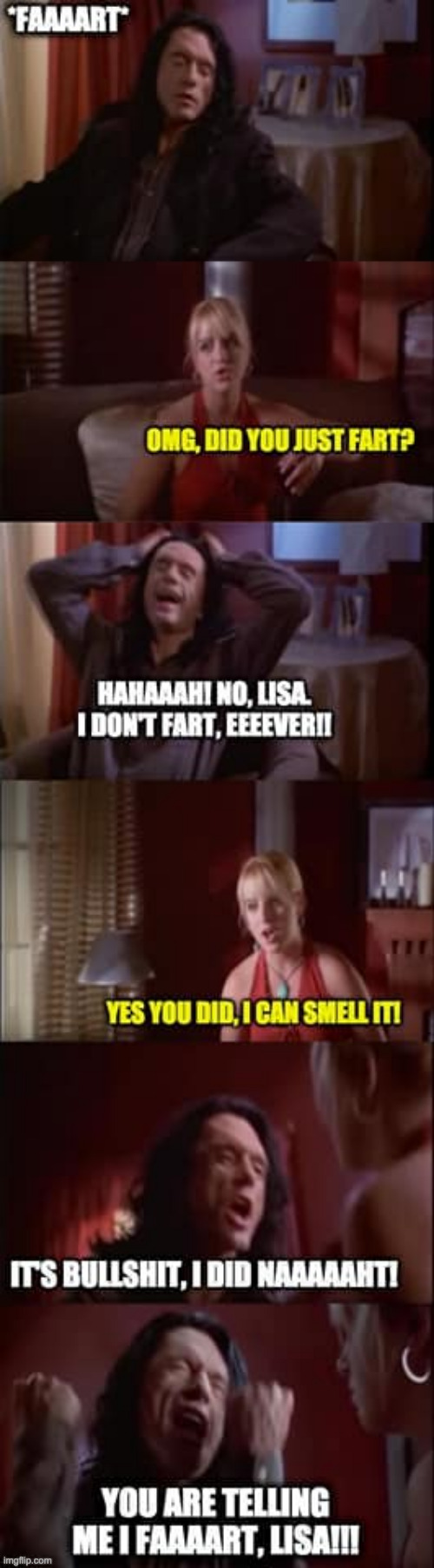 The Room Fart Scene | image tagged in the room,tommy wiseau | made w/ Imgflip meme maker