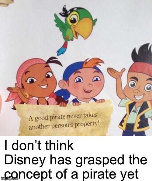 It’s actually the opposite |  I don’t think Disney has grasped the concept of a pirate yet | image tagged in blank white template,good pirate meme,listen here you little shit bird,memes,funny,dastarminers awesome memes | made w/ Imgflip meme maker