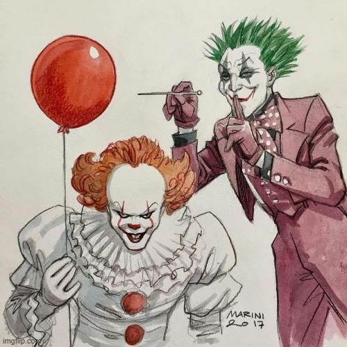 image tagged in memes,comics,comics/cartoons,the joker,pennywise the dancing clown | made w/ Imgflip meme maker